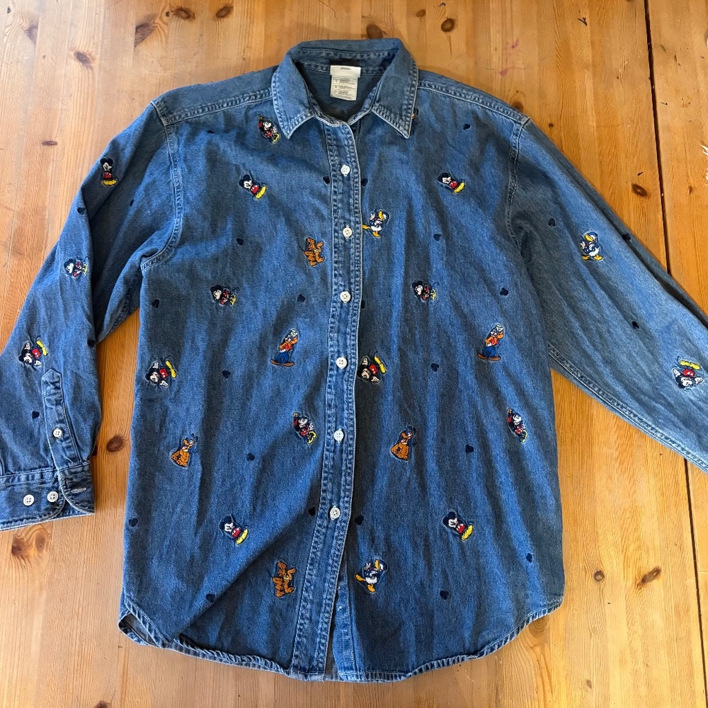 Vintage Disney Embroidered Button Up Shirt